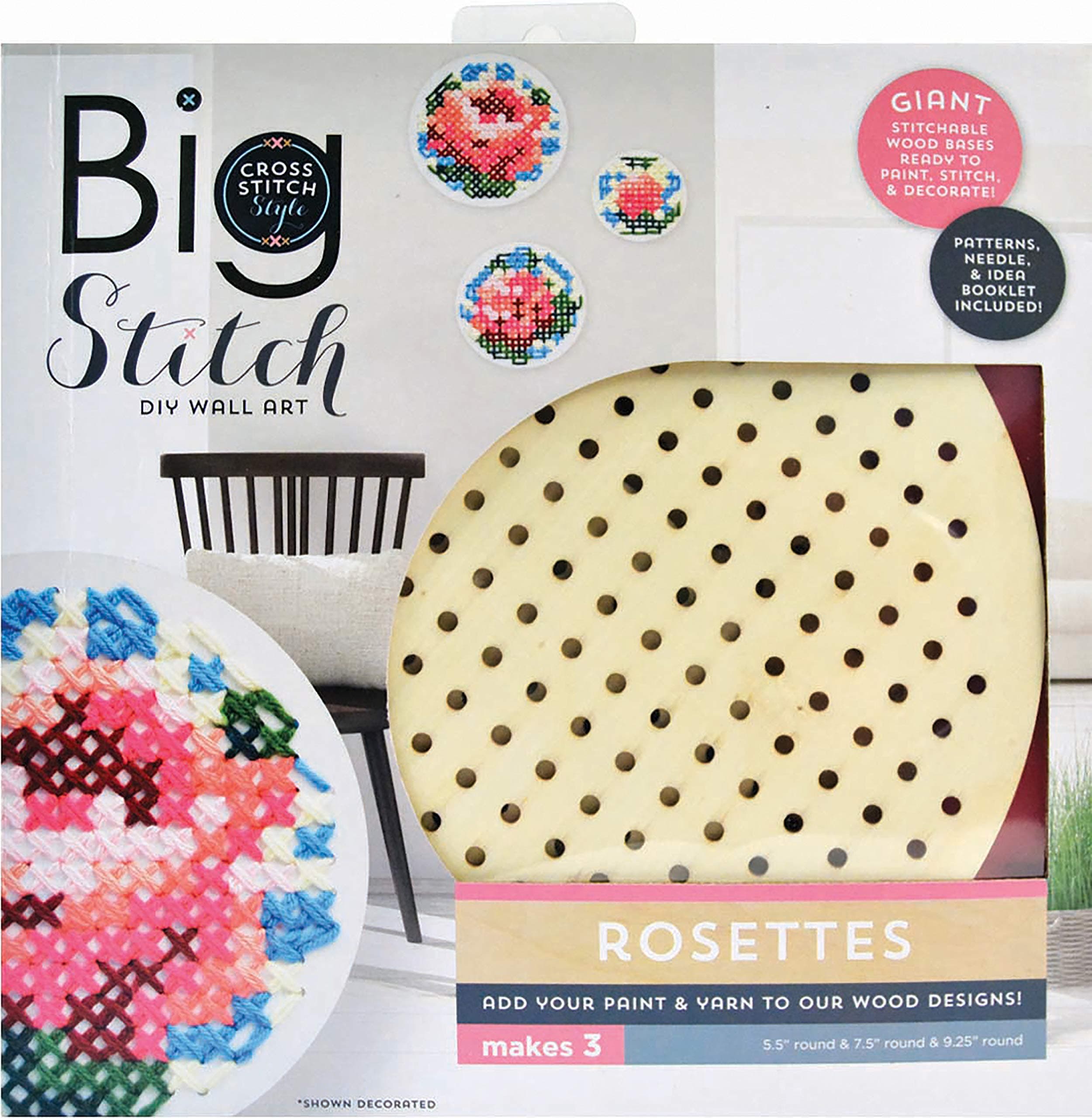 3 Birds Rosettes Cross Style Big Stitch Kit 3/Pkg