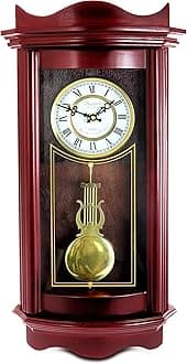 Bedford Clock CollectionBED1247CHR Weathered Wall Clock with Pendulum, Cherry Wood