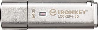 Kingston IronKey Locker+ 50 USB Flash Drive XTS-AES Encrypted for Data Protection with Automatic USBtoCloud Back Up-IKLP50/64GB
