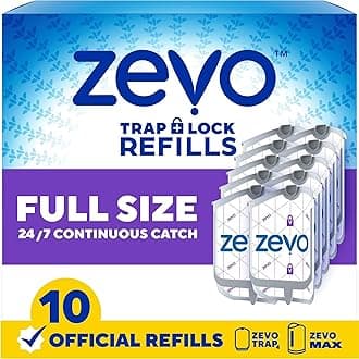 Zevo Flying Insect Trap Official Refill Cartridges - Fits Both Zevo Trap & MAX Indoor Fly Trap - Authentic Trap+Lock Technology to Catch Gnats, House & Fruit Flys (10 Official Refill Cartridges)