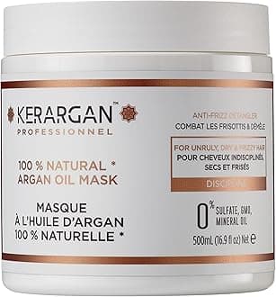 Kerargan - Disciplining Argan Oil Mask for Unruly, Dry and Curly Hair - Nourishes, Fights Frizz, Detangles - Sulphate-Free GMO, Mineral Oil - 500ml
