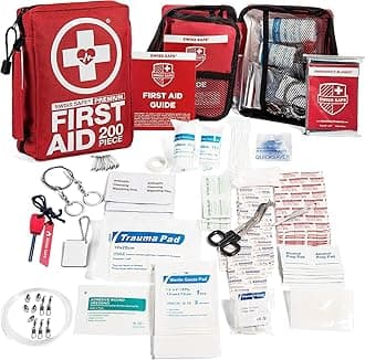 Swiss Safe200-Piece Professional First Aid Kit for Home, Car or Work : Plus Emergency Medical Supplies for Camping, Hunting, Outdoor Hiking Survival, Includes Adhesive Tape