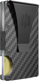 Hayvenhurst Wallet For Men - Reinvented Design Men's Wallet - Slim, Minimalistic & Seamless Card Case, Blocks RFID Scanners, Holds 12 Cards, Carbon Fiber, Money Clip