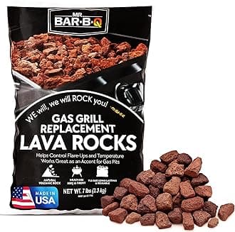 THE FRYOILSAVER COMPANY Natural Lava Rocks for Fire Pit and Gas Grills | Reduces Flare Ups | Even Heat Distribution | 7 Lb. Bag | 1 Pack