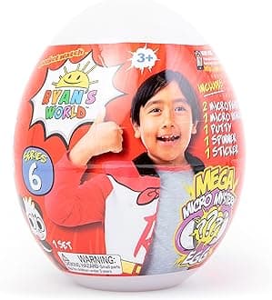 RYAN'S WORLD Mega Micro Mystery Egg Series 6, Includes 6 Suprise Mystery Toys Inside, Official Toys for Boys & Girls 3+