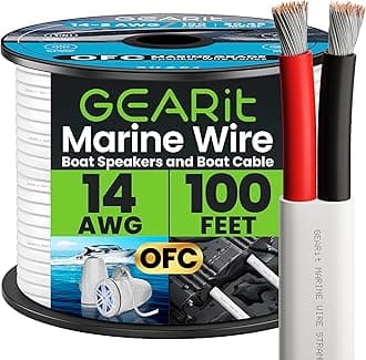 GEARit Marine Wire 14 Gauge 14/2 AWG (100 Feet), Duplex Marine Grade Tinned Copper, Red & Black 2-Conductor Electrical Cable, Oxygen-Free, Insulated for Boat, RV, Camper, Trailer, Automotive