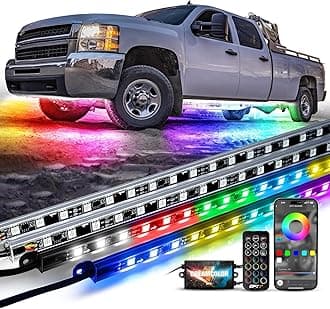 Aura DreamColor Underglow Chasing Lights for Truck w/APP & Remote Control, Waterproof Rigid Aluminum LED Light Bar, Exterior Neon Accent Underbody RGBIC Lighting Kit, Multicolor Music Mode, 12V