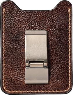 House of Jack Co. Wyat Money Clip Wallet for Men Slim Front Pocket Leather Card Holder Ideal Gift for Men Minimalist Full Grain Cowhide Leather Wallet, Brown