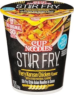 Cup Noodles Stir Fry Noodles in Sauce, Fiery Chicken, 2.96 Ounce (Pack of 6)