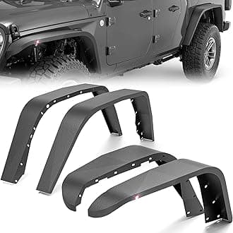 for Gladiator JT Flat Front and Rear Fender Flares Compatible with 2020-2025 Jeep Gladiator JT with Hawk-Eye Lights, Offroad Heavy Duty Steel Wheel Mud Guard Fenders Kit