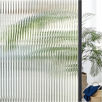 Coavas Window Privacy Film Reeded Glass, Frosted 3D Fluted Glass Window Cling, Adhesive Vinyl Decorative Door Stickers for Bathroom Home Sun Blocking, 29.5x78.7 in, Translucent