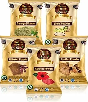 Amla, Reetha, Shikakai, bhringraj, Hibiscus Powder Combo for Long, Lustrous and Healthy Hair -250g(Certified,50g each, Organic hair pack)