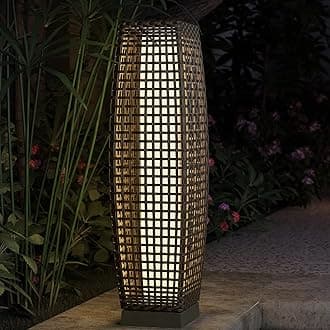 Floor Lamp Grand Patio Outdoor Lamp Patio Lights Solar Powered Lantern Weatherââ‚¬â€œResistant Rattan Deck Lights, Lamp Large-Sized for Garden