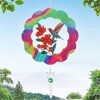 Light Catcher Wind Spinners Outdoor with Spiral Tail - Hummingbird 3D Hanging Garden Yard Patio Window Decor Gift for Women Mom Grandma Wife, Kinetic Spin Eye-Catching Fun to Watch Art Sculptures