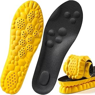 4D Cloud Insoles for Men and Women, Arch Support Insoles, Memory Foam Insoles, Shock Absorption and Cushioning Sports Shoe Insoles (Yellow, XL (Men 9-11/Women 10-11)