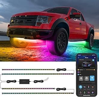 Govee Underglow Car Lights, 4pcs RGBIC Smart LED Lights for Cars with 16 Million Colors and 10 Scene Modes, App Control, Neon Accent Strip Lights for SUVs, Trucks, DC 12-24V