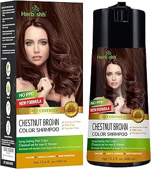 Herbishh Color Shampoo for Gray Hair - Enriched Formula with Conditioner - Long Lasting & DIY (CHESTNUT BROWN)