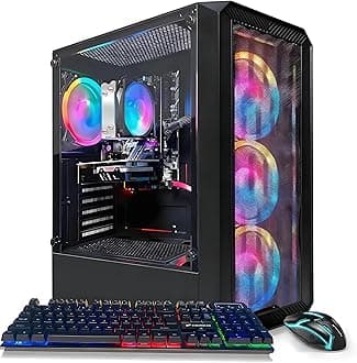 STGAubron Gaming PC Desktop, Radeon RX 590 8G GDDR5, AMD Ryzen 3 3200G 3.6G, 16G DDR4, 512G SSD, 600M WiFi, BT 5.0, RGB Fan x4, Windows 11 Home
