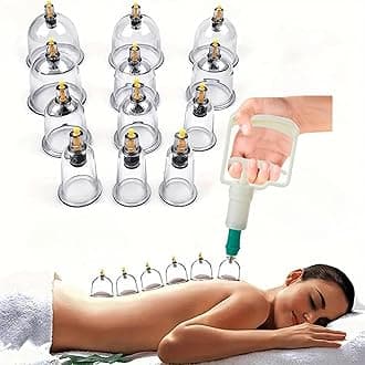 Premium Cupping Therapy Kit with Pump 12-Piece Hijama Set for Full Body Massage, Pain Relaxation for Body, Pain Relief Vaccum Cups, Chinese Therapy Cupping for Physiotherapy