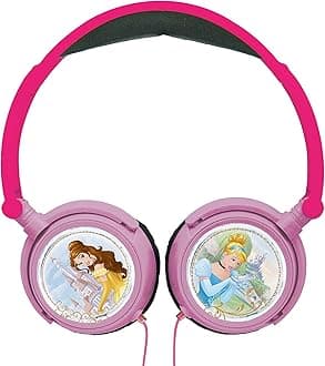 Lexibook Disney Princess Stereo Headphone, kids safe, foldable and adjustable, pink/black, HP010DP