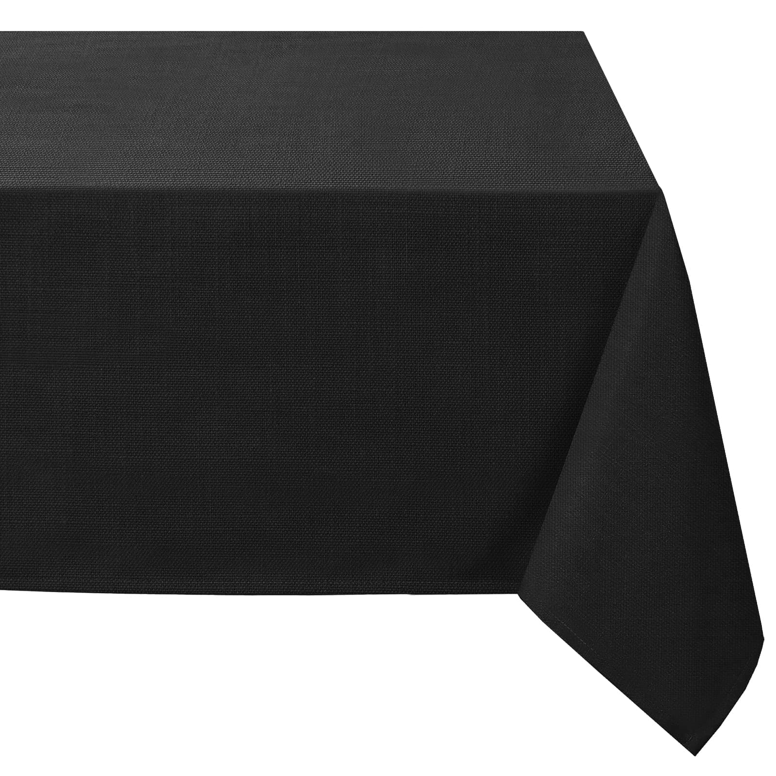 FantasDecor Rectangle Table Cloths Linen Textured Solid Tablecloth 60 x 84 Inch Spill-Proof Waterproof Table Cloth Decorative Fabric Table Cover for Dining Table, Buffet Parties and Camping, Black