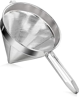 New Star Foodservice 34172 China Cap/Chinois Strainer, 18/8 Stainless Steel, 12-Inch, 2mm Fine Perforations