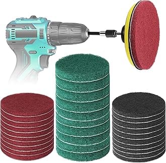 GOH DODD Power Scrubber Pads Kit Drill Attachment, 26 Pieces 4 Inch Drill Brush Scouring Cleaning Pads Great for Kitchen, Bathroom, Auto, Grout, Carpet, Shower, Tub, Grill,Tile, Sanding, Car Headlight
