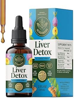 HERBAMAMA Liver Support Tincture - Vegan Liver Detox Liquid Drops with Milk Thistle, Dandelion Root & Chanca Piedra - Non-GMO, Alcohol & Sugar-Free Liquid Cleanse Supplement, 42-Day Supply