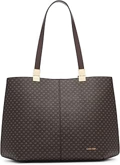 Womens Granite Geometric Tote Bag – Vegan Leather, Monogram, 3 Pockets Calvin Klein Granite Geometric Tote