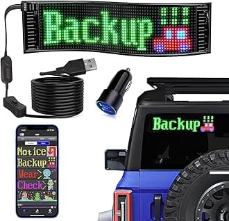 KJOY USB 5V LED Sign, Bluetooth, App Control, Flexible, Programmable Custom Text Pattern Animation Scrolling Display for Car, Store, Party, Bar, Hotel, Concert, 14.6''x3.6''