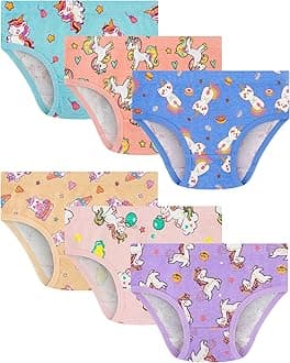 100% Cotton Girls Underwear Tagless Comfort Toddler Panties (6-Pack)