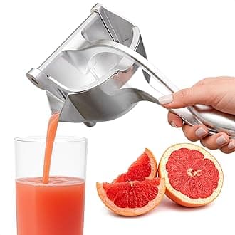 Hand Juicer Squeezer with Ergonomic Heavy Duty Handle – 20 oz Bowl Aluminum Lemon Juicer with Pour Spout for Mess-Free Pouring - Manual Citrus Press for Lemon, Orange, Lime, Grapefruit, Pomegranate