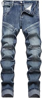 JUNBAOSS Men's Slim Fit Stretch Jeans Ripped Skinny Jeans for Men, Distressed Straight Leg Fashion Comfort Flex Waist Pants