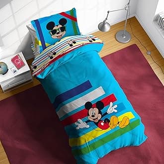 Sunny Side Up Disney Mickey Mouse Twin Comforter Set - 5 Piece Kids Bedding Includes Comforter, Sheets & Pillow Cover - Super Soft Microfiber Bed Set