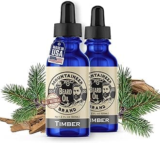 Mountaineer Brand Natural Beard Oil with Timber Scent | Made in West Virgina | Hydrates, Moisturises, Softens & Conditions for Beard Growth | Treats Dry Itchy Beards for Men | 2 oz 2 Pack