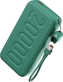 - Ambrane 20000mAh Powerbank with in-Build Type C Cable, 22.5W Fast Charging, USB & Type C Output, Power Delivery, Quick Charge for iPhone, Android Mobile & Tablets, Earbuds, (Stylo N20, Green)