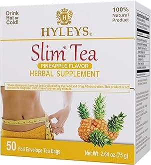 Hyleys Slim Tea Weight Loss Herbal Supplement with Pineapple - Cleanse and Detox - 50 Tea Bags (6 Pack)