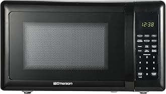 Emerson Radio MW7302B Microwave Oven, Stainless Steel, Solid Black