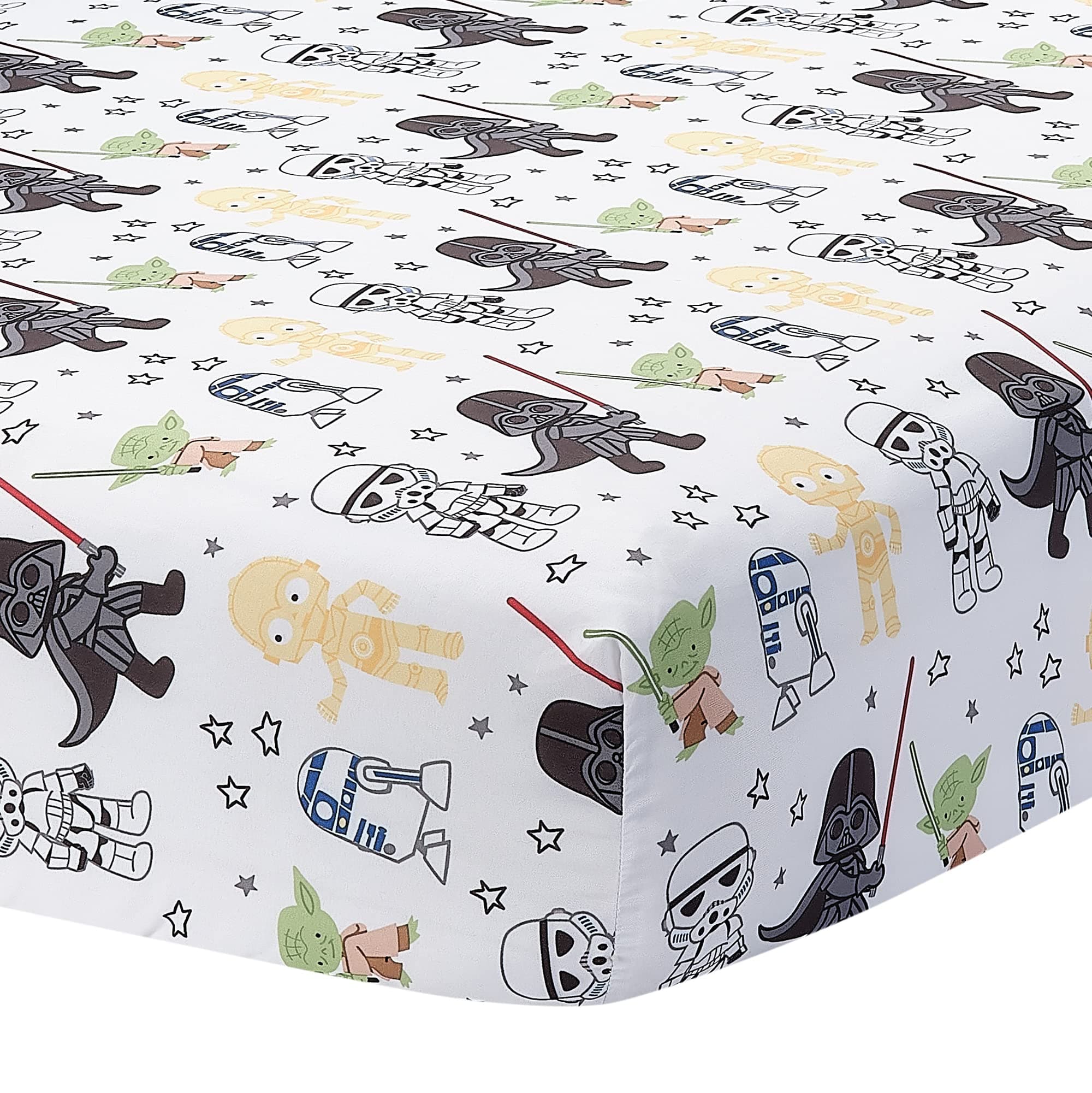 Lambs & Ivy Star Wars Classic Polyester Fitted Crib/Toddler Sheet - Yoda/Darth Vader