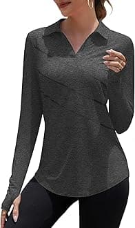 Loovoo Women Athletic Golf Polo Shirts Long Sleeves V Neck Running Hiking Quick Dry Trendy 2025 Pullover Workout Tops