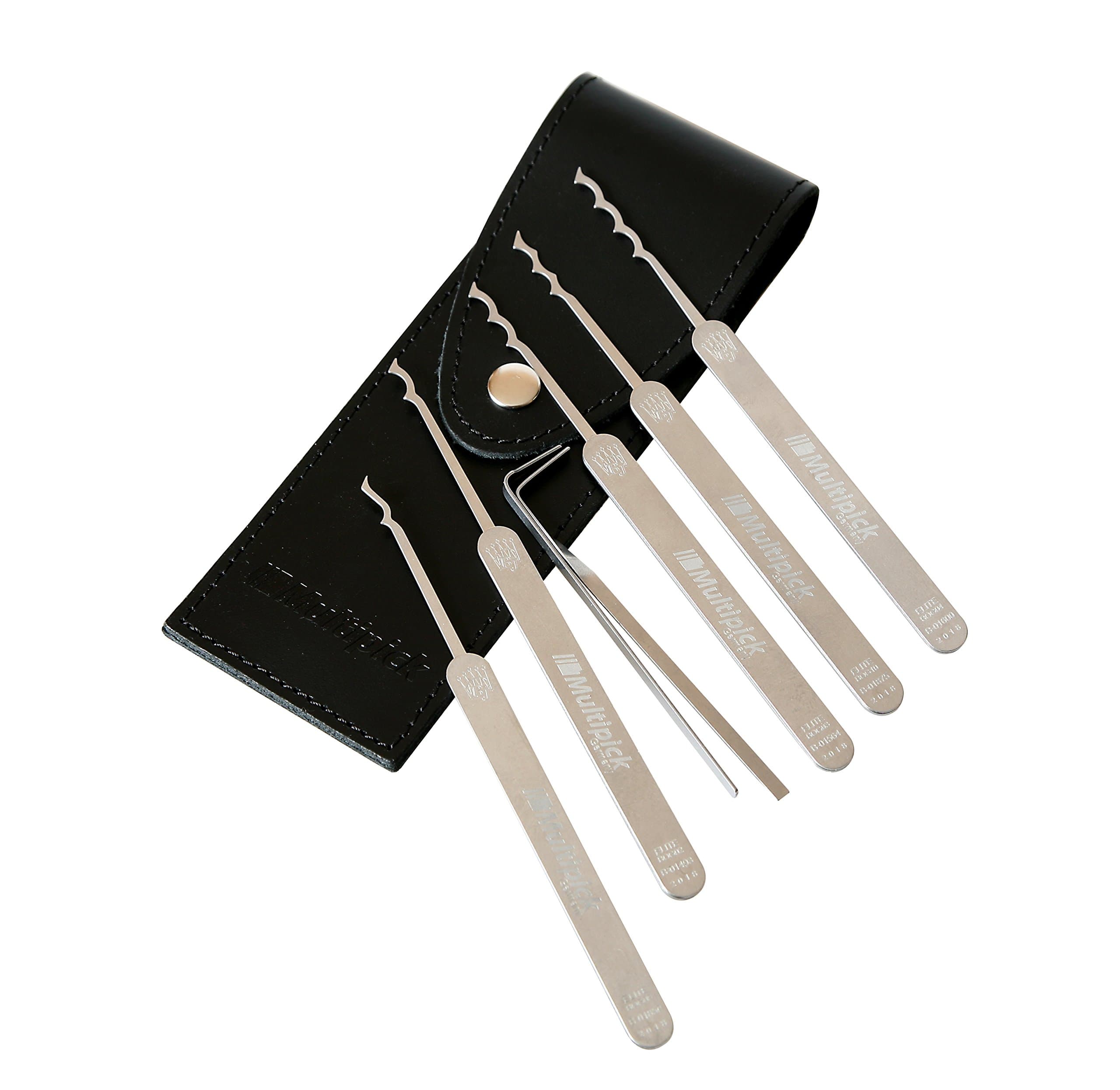 Pick Set Bogota Elite 7 High-Quality Lock Picking Set 7-Piece Set Made of High-Quality Spring Steel for Professional Lock Pickers in a Fine Leather Case, Original Multipick®, Made in Bonn (Germany)