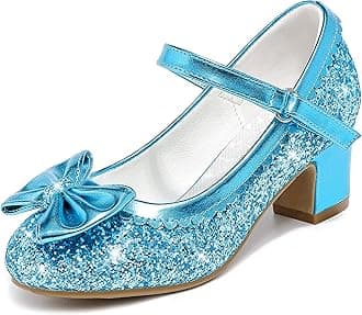 LAURMOSA Princess Shoes High Heel Toddler Girls Dress Shoes Cute Bowknot Sparkle Mary Jane Flower Girls Wedding Birthday Party Prom for Little Big Kids