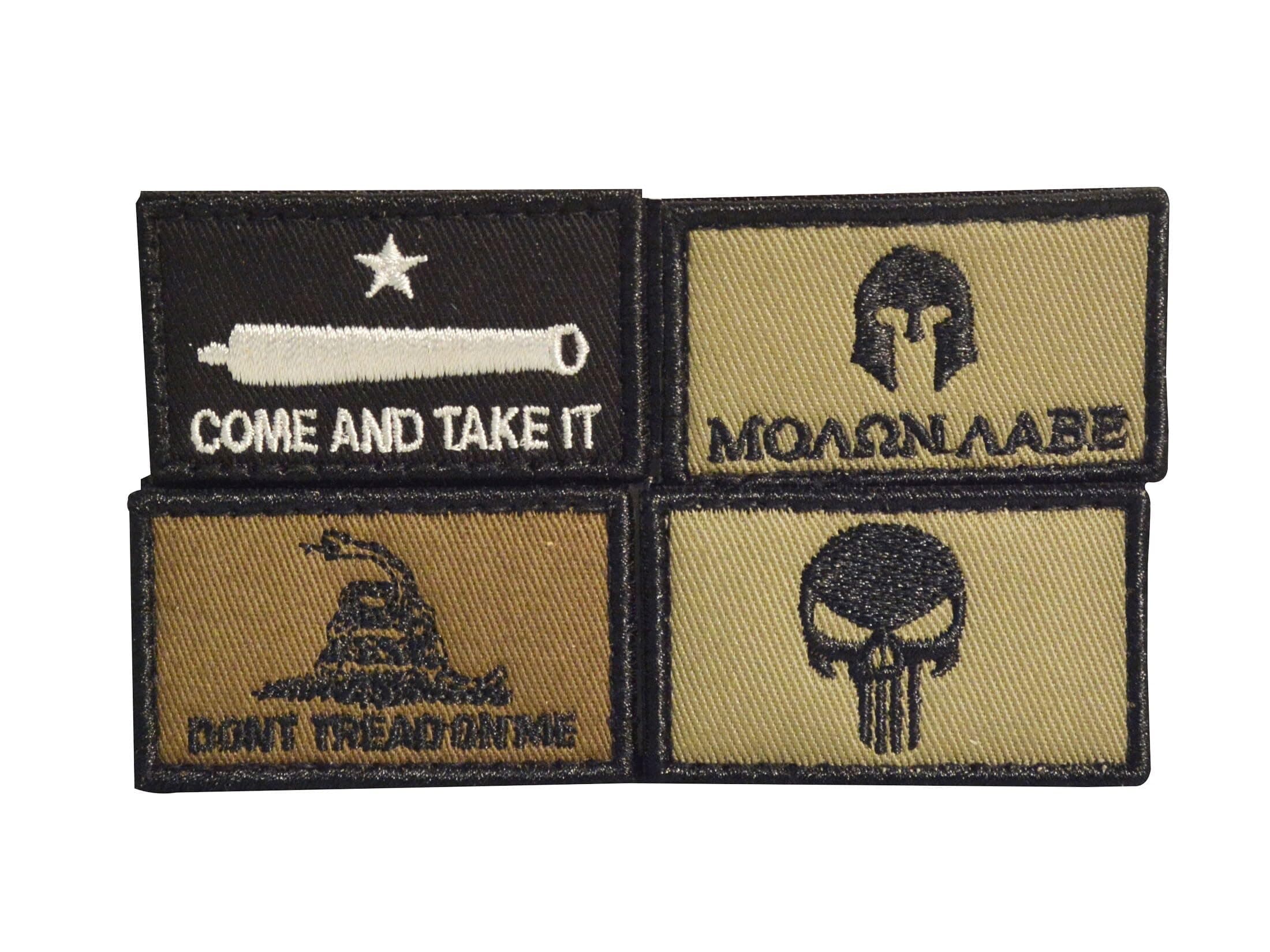 Razor Patriot Patch Kit Hook & Loop Attachable Embroidery Design Patch Set for Earmuffs, Hats, Backpack, Military Shooting Outdoor EDC Uniforms & Gear - 4 Pcs - Come & Take It