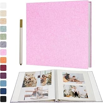 Vienrose Large Photo Album Self Adhesive for 4x6 8x10 10x12 Pictures Scrapbook Album DIY Scrap Book 40 Sticky Pages with A Metallic Pen