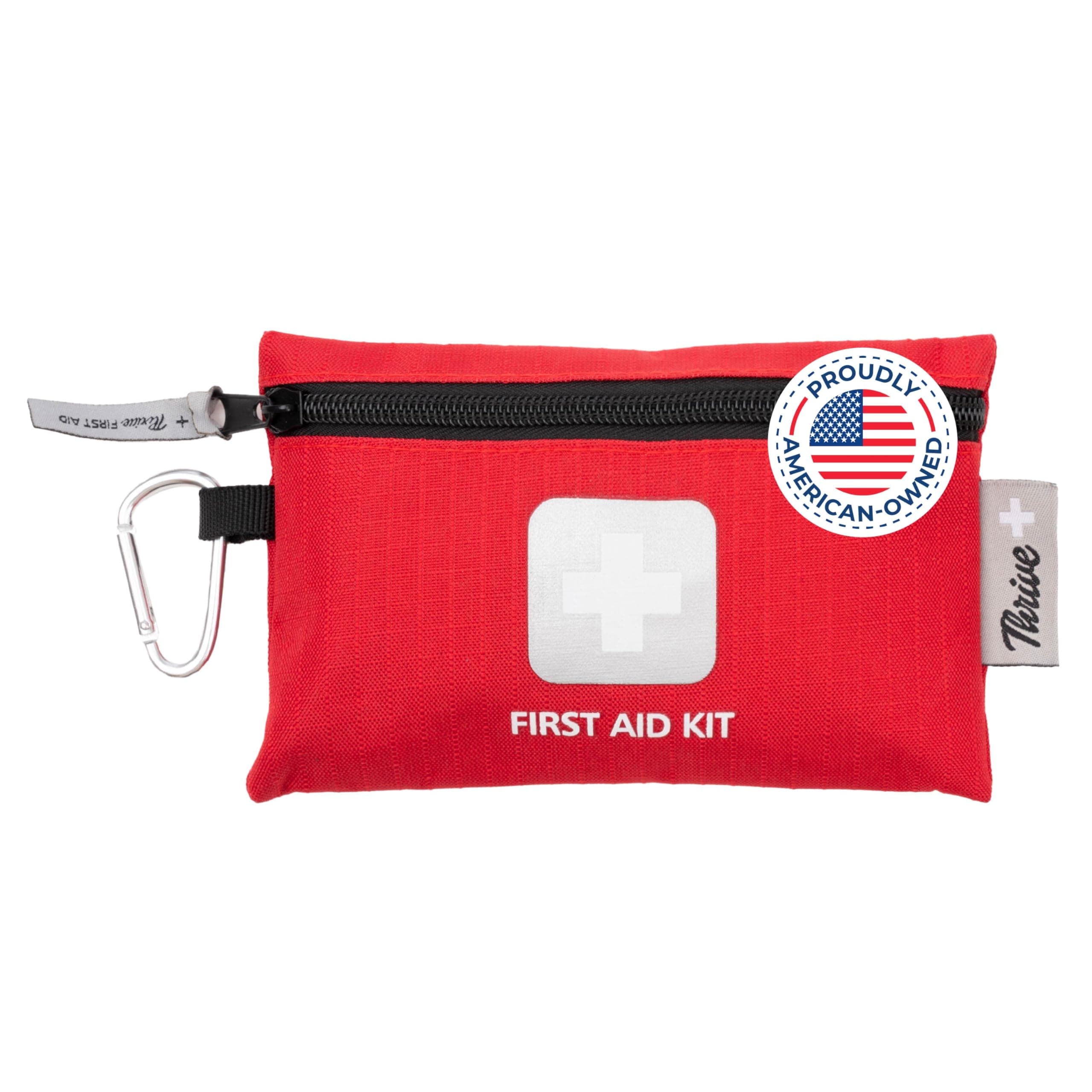 Thrive Mini First Aid Kit - Waterproof Rip-Stop Travel First Aid - Compact Hiking Supplies & Safety Kit - for Home Medical Use - 66 Piece Set, Pouch