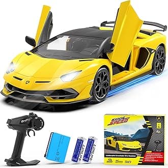 AEROQUESTAero Quest Lamborghini Remote Control Car, 1/14 Scale Rc Cars 15Km/h, 2.4Ghz Licensed Model Car 7.4V 500mAh Toy Car Headlight for Adults Boys Girls Age 3-12 Years Birthday Ideas Gift,Yellow