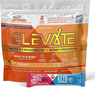 MCT & BHB Exogenous Ketones Drink Mix Packets Elevate Keto Electrolytes Powder Packets No Sugar with 4 Main Electrolytes Plus Hydrating Proprietary Keto BHB - 30 Pack Orange