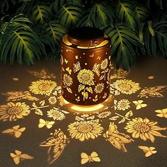 Tepaken Solar Outdoor Lanterns, Butterflies Garden Decor LED Light Hanging Waterproof Metal Lanterns for Patio, Pathway, Yard