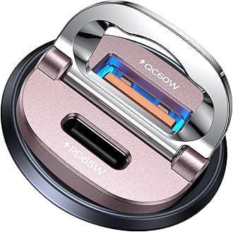 MRGLAS 125W USB C Car Charger, [Mini & Metal] USB C Car Charger Adapter Fast Charging PD65W & QC60W Dual Port Type C Car Cigarette Lighter USB Charger for iPhone 16 15 14 Pro Max S25 MacBook-Pink