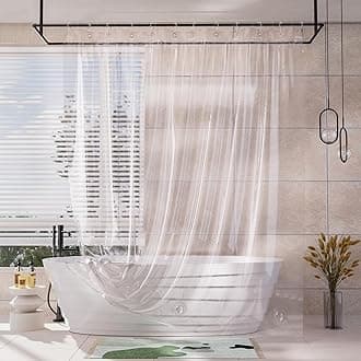 AmazerBathShower Curtain Liner, 100% EVA Clear Heavy Duty Shower Liner, 72x72 Luxury Plastic Weighted Shower Curtain for Bathroom with 3 Heavyweight Clear Stones and 12 Rustproof Brass Grommets